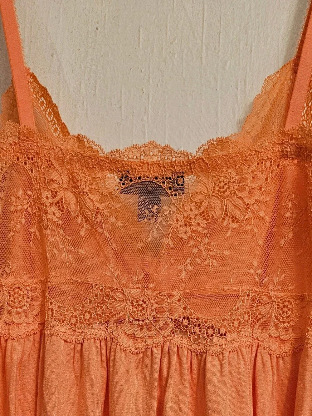Thalia Sodi Lace-Trim Slip Nightgown in Coral Orange - Women Intimates